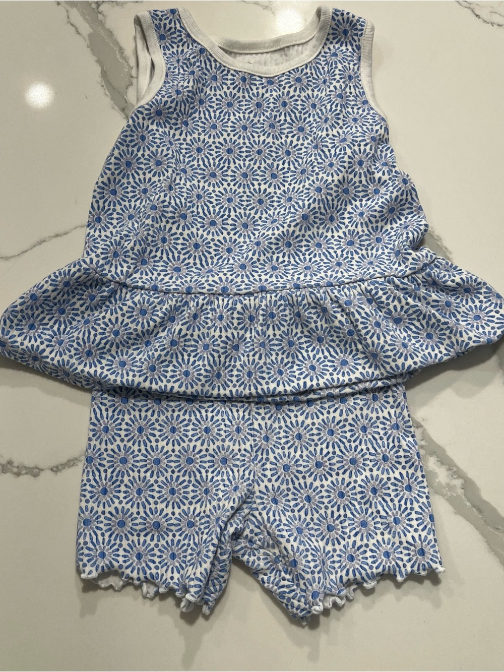 CARTERS Blue & White Floral Two-Piece Set - Size 24M